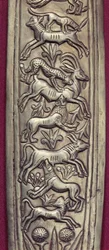 Antilope, cerf et veau attaqués par un léopard, un lion et un chien (détail)